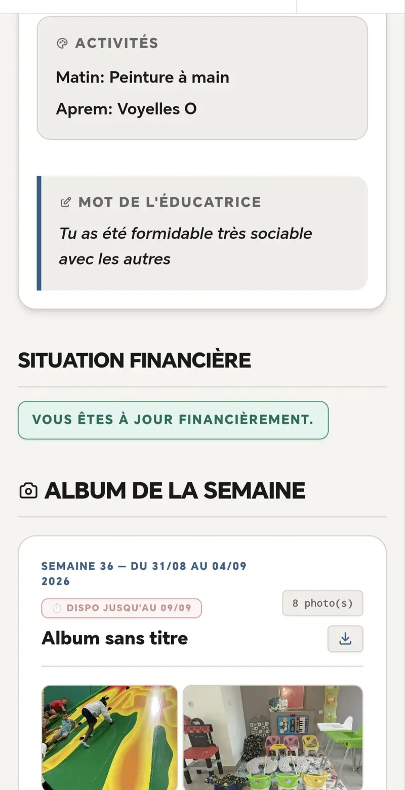 Comment puis-je suivre la journée de mon enfant ?